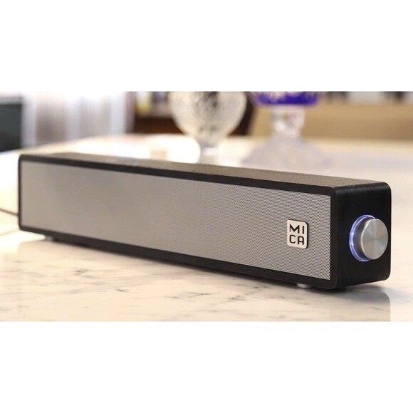 MICA Computer Speakers, Wired Computer Sound Bar, Wooden Mini Soundbar Working - Picture 1 of 11